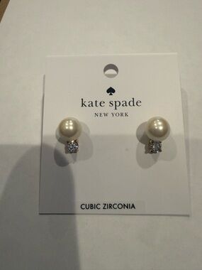 kate spade Gold and Cream Pearl Double-Sided Stud Earrings